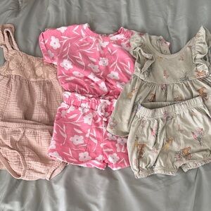 Baby Girls 12 months assorted clothes- Pink Floral, Sage